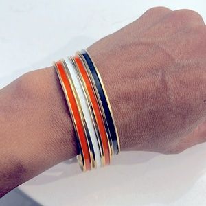 Napier Gold Tone Multicolored Bangle Bracelets Enamel